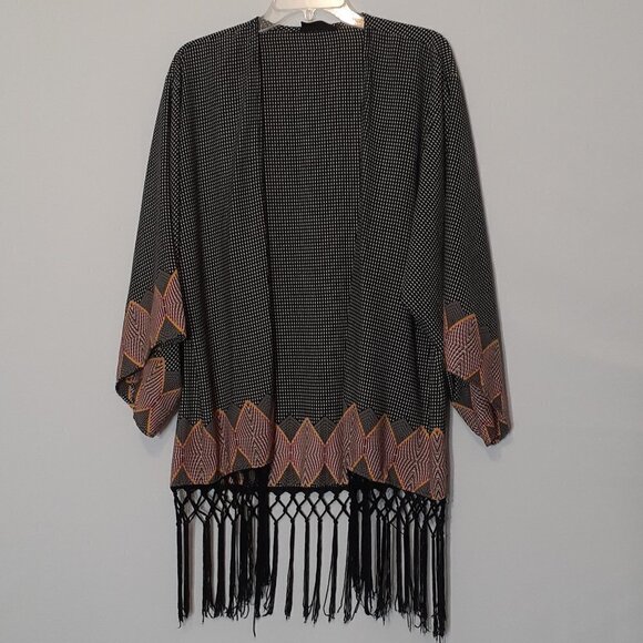 Peach LOVE CALIFORNIA Silky Open Cardigan w Tassels; 3/4 Sleeves; Size S - Picture 1 of 6